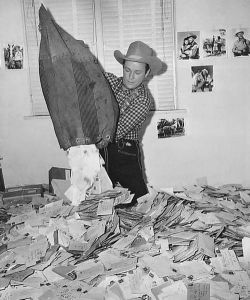 Roy Rodgers and his mail. I think Bullet (his dog) is under there somewhere.
